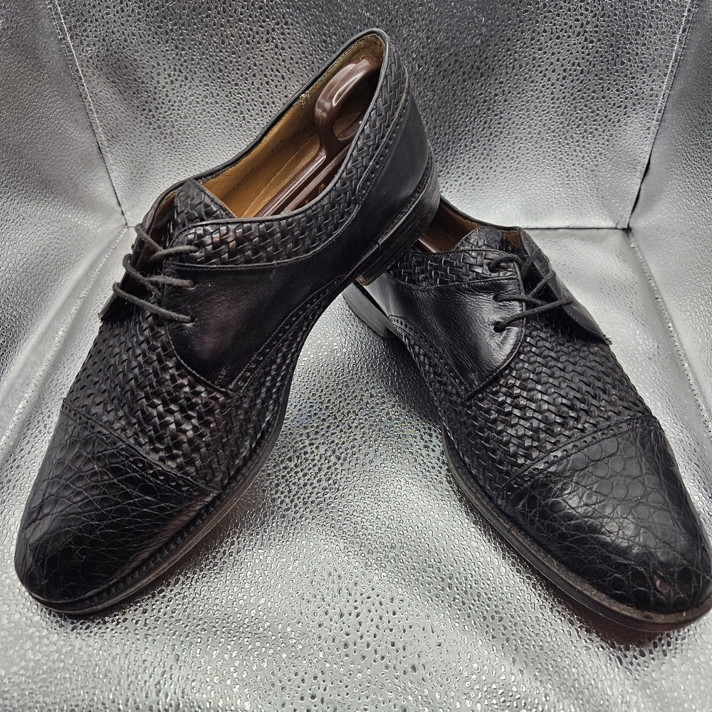 Mezlan Black Leather Oxford Shoes with Brogue Detailing Men's Size 10-11